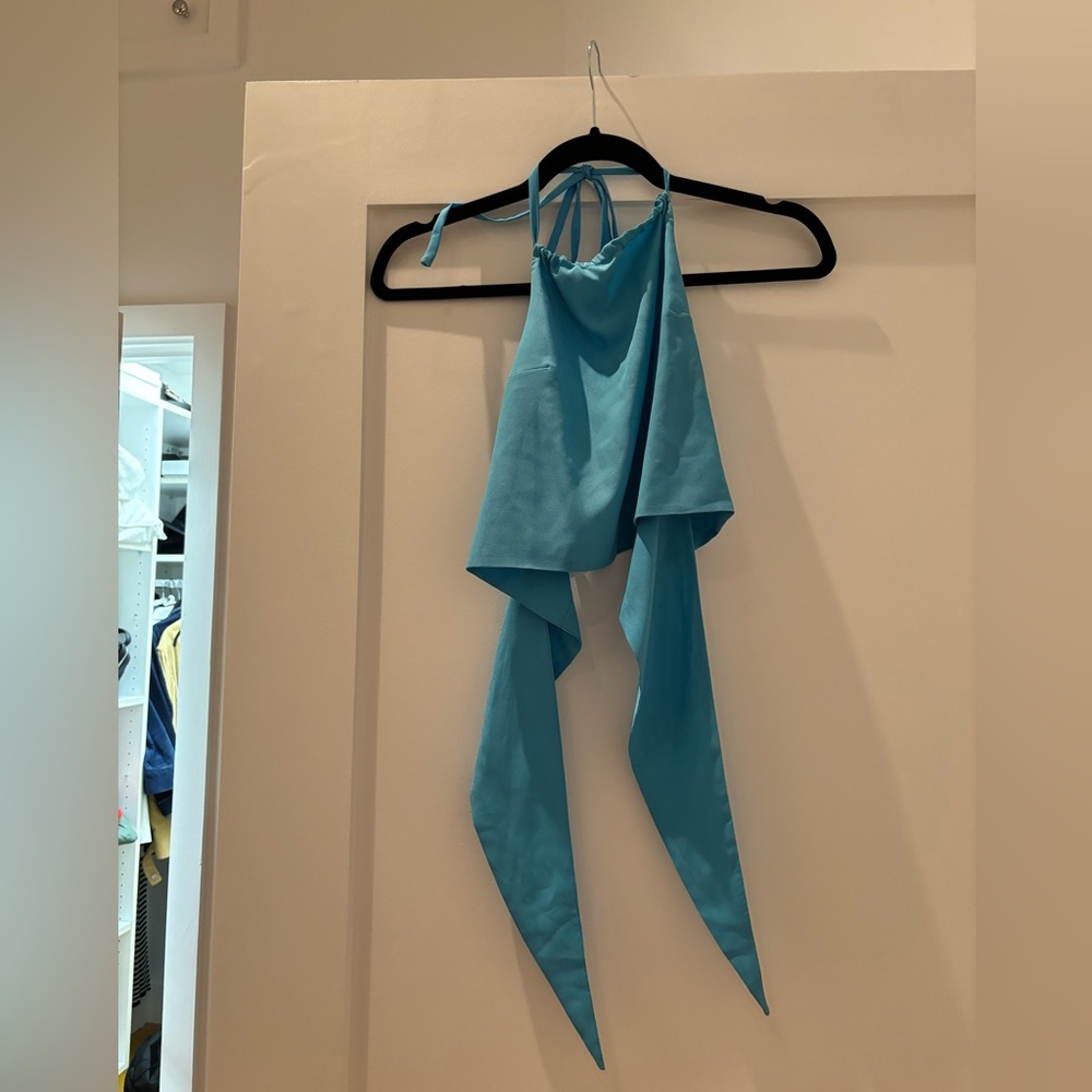 With Jean Blue Tie Top